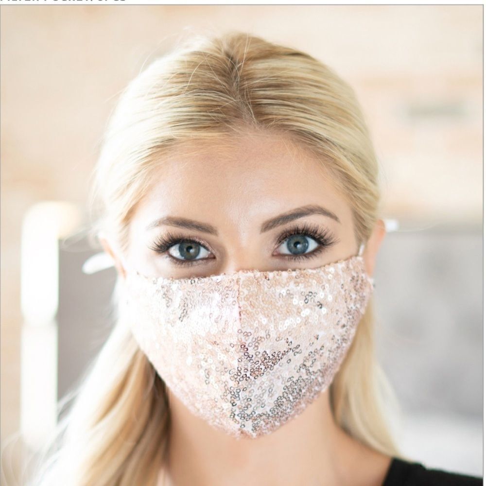 Rose Gold Glittering Sequin Adjustable Face Mask
